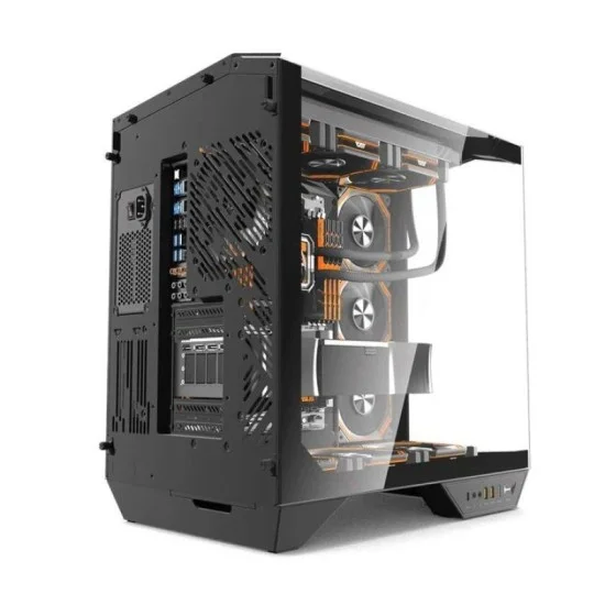 Darkflash dy470 atx mid tower gaming case - black 4 argb fans included - Black